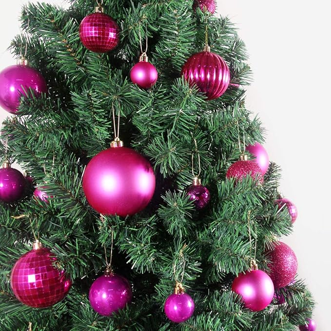 Fuchsia 4.0" X Large Christmas Balls - Christmas Tree Decoration Ornaments Shatterproof Hanging Balls for St Patrick's Day Easter Valentine Decorations Set of 4pcs Hot Pink Ornaments