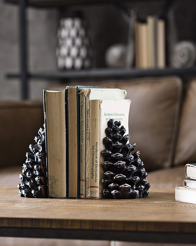 Creative Co-Op Pinecone Shaped Resin Bookends (Set of 2 Pieces)