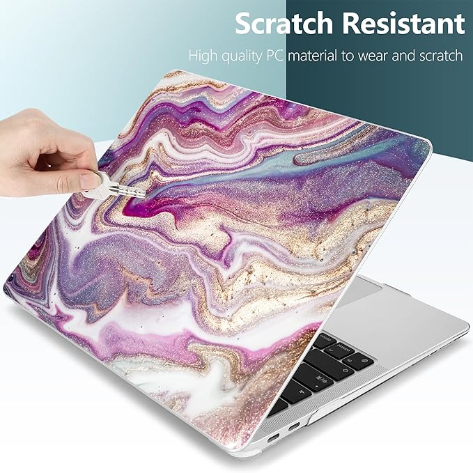 DONGKE for MacBook Air 13 Inch Case 2021-2018, Compatible with A2337 M1 A2179 A1932 Support Retina Display & Touch ID, Hard Shell Plastic Cover with Keyboard Skin - Marbling Art