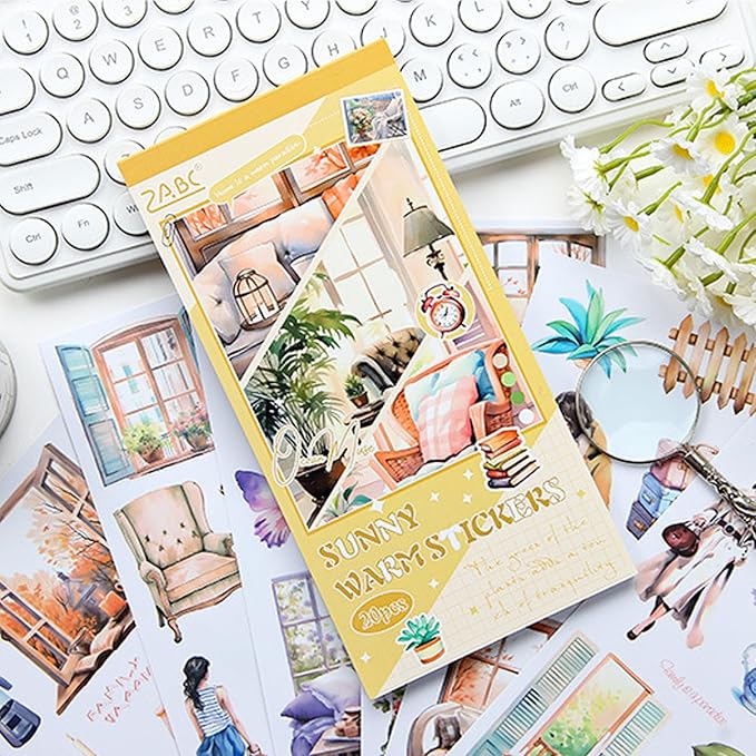 Aesthetic Journaling Sticker Books for Adults - Pre-Cut Scrapbook Stickers Vintage 20 Sheets Junk Journal Supplies Watercolor Scrapbooking Stickers Planner Cottagecore Decorative DIY Arts Craft Making