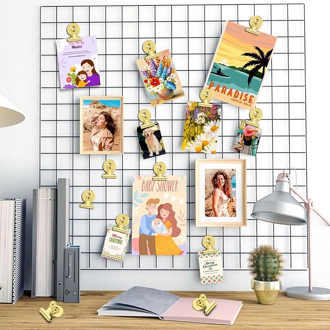 20 Pack Fridge Magnet Refrigerator Magnets, Gold Magnetic Clips Whiteboard Magnets, Magnet Clips Heavy Duty for Photo Displays, Home, Office, Classroom