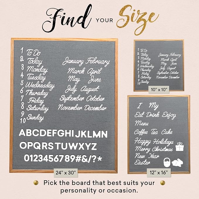 Felt Like Sharing Large Letter Board (Gray Felt - 24”x30”) – Changeable Message Board with 3 Sets of Felt Board Letters – Statement Wall Sign for Quotes, Home or Holiday Decor In Oak Frame