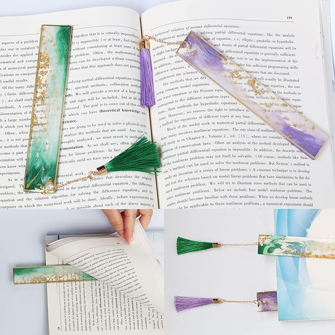 Kaluofan 2PCS Book Marks for Women, Durable Handmade Resin Bookmarks for Mothers, Teachers, Students and Book Lovers on Mother's Day, Teachers' Day, Christmas