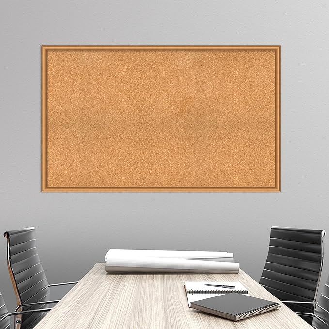 Amanti Art Natural Cork Board for Wall, 32x52 Vision Board with Bronze Frame, Oversize Corkboard Office Decor for Home Organization, Casual Corkboard Pinboard to Display Items for Home Organization
