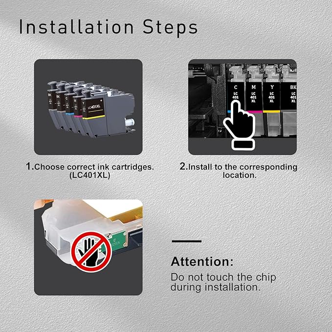 LC401XL Compatible Ink Cartridges Replacement for Brother LC401 Ink Cartridges to Use with Brother MFC-J1010DW MFC-J1012DW MFC-J1170DW Printer(Black, Cyan, Magenta Yellow)