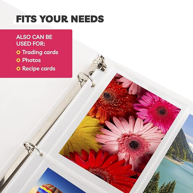 Seed Storage Organizer (50 Sheets, 3.5 x 5 Pockets) - Garden Seed Packet Organizer with 4 Pocket Sheet Protectors for 3 Ring Binders