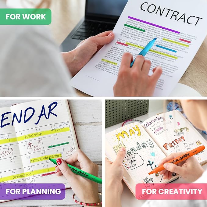 Taja 96 Pack Highlighters Bulk Assorted Bright Colors, 6 Colors Chisel Tip Highlighters Markers Set with No Bleed Ink, Perfect for School & Office Supplies