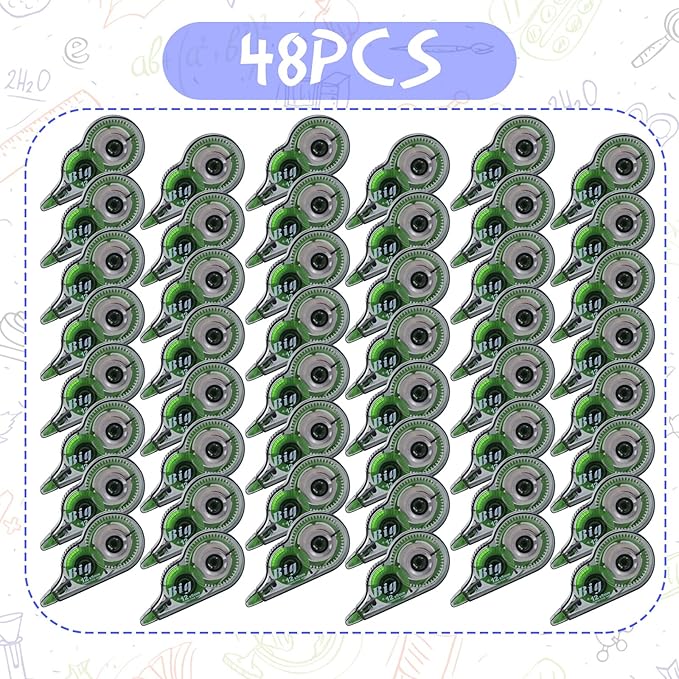 Yexiya 48 Pieces Correction Tapes Original Correction Wide Eraser Applicator Easy to Use Applicator Translucent Tapes Shows for Office Note Journal Scrapbooking, 0.2 Inch x 39.4 Feet