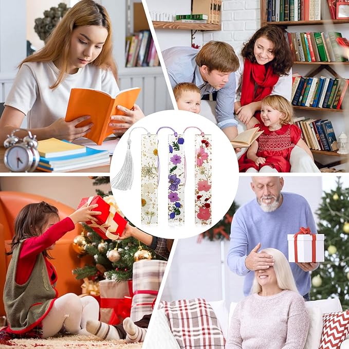 Kaluofan 3PCS Cute Bookmarks for Women, Durable Handmade Resin Bookmarks for Mothers, Teachers, Friends, Book Lovers on Mother's Day, Teachers' Day, Christmas