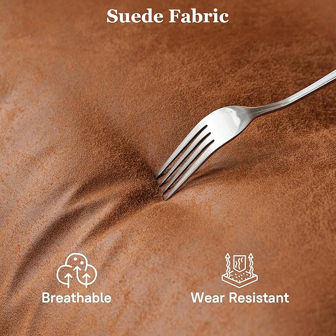 Mid Century Modren Big and Tall Office Chair,Large Ergonomic Executive Chair for Heavy Duty People, Computer Desk Task Chair with Wheels, Faux Lether Fabric Wide Chair for Home Sturdy,Brown(Suede)