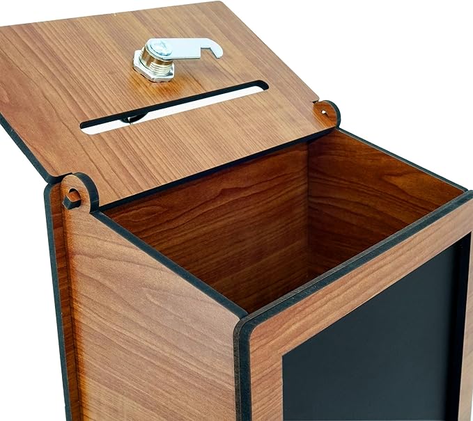 Shumei Lockable Box for Voting Suggestions Opinions and Tips - Wooden, Ideal for Offices Community Centers Bars and Banquet Halls
