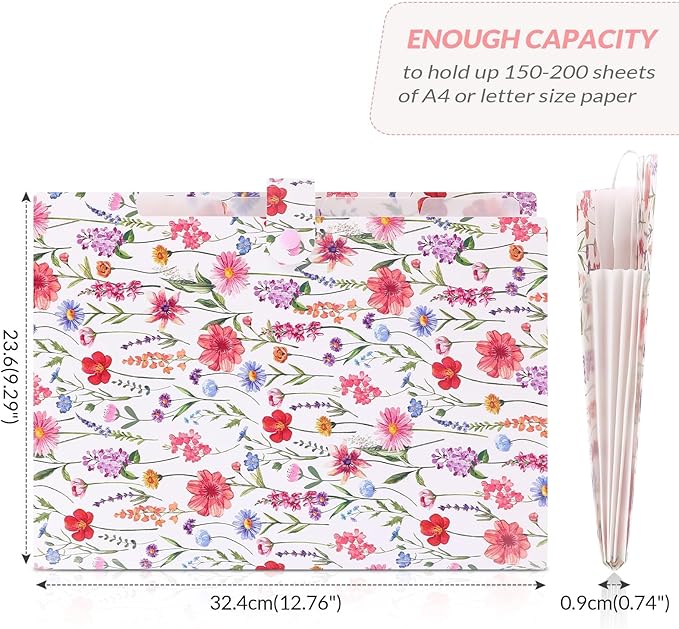 SKYDUE Expanding File Folder with 5 Pockets, Accordion File Organizer,Portable Receipt Paper Documents Organizer,Letter Size Filing Folder School Office Supplies,White