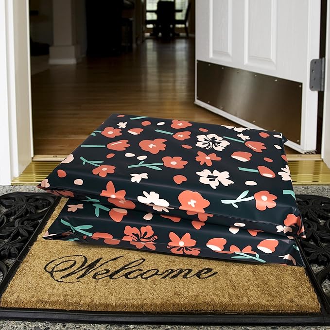 Poly Mailers 12x15.5 Inch 50 Pcs - Tulip printed Shipping Bags, 2.4mil Thickness, Waterproof and Tear Resistant Mailing Envelopes, Self-Sealing Packaging Bags for Small Business