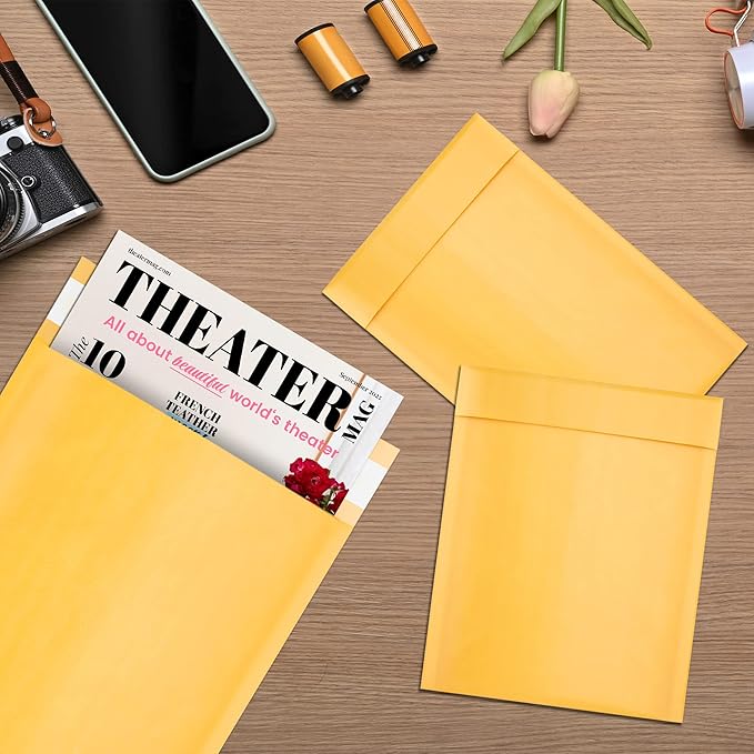 ABC PACK & SUPPLY Gold Kraft Bubble Mailer Envelopes, 8.5 x 13 Inches. 25 Pack Mail Padded Envelopes Self Seal. Kraft Bubble Mailers. Tear-Resistant Mailing Envelope Padded. Sturdy Paper Mailer