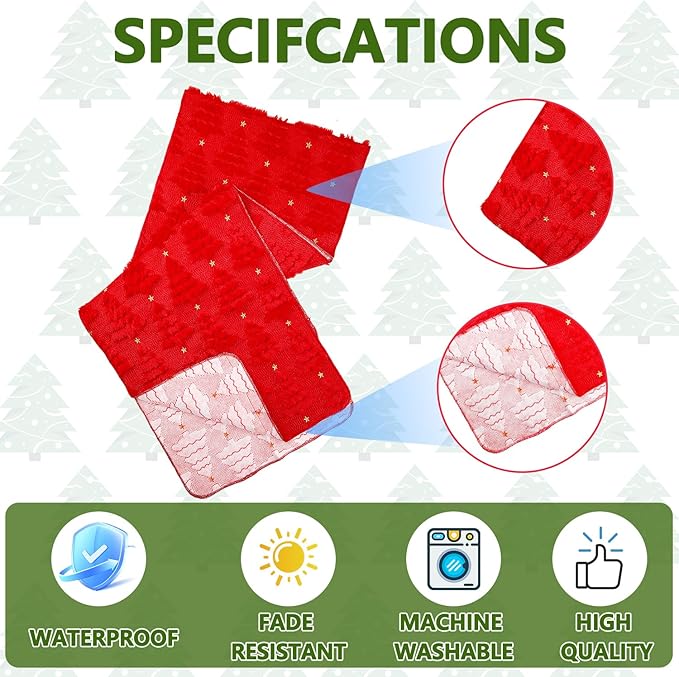 Christmas Table Runner 13x108 Inch, Xmas Trees Star Winter Holiday Decorative Farmhouse Table Decorations for Kitchen Dinning, Indoor Outdoor Dinner Party Decor (White) 1 Pack