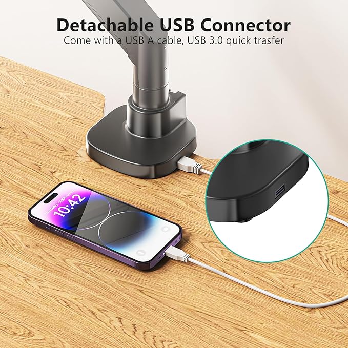 WALI 24-57" Monitor Arm, Heavy Duty Gas Spring Desk Mount for Ultrawide Flat and Curved Screen Up to 59.4lbs, VESA 75x75 to 200x200 (GSMU001XL-P), Black