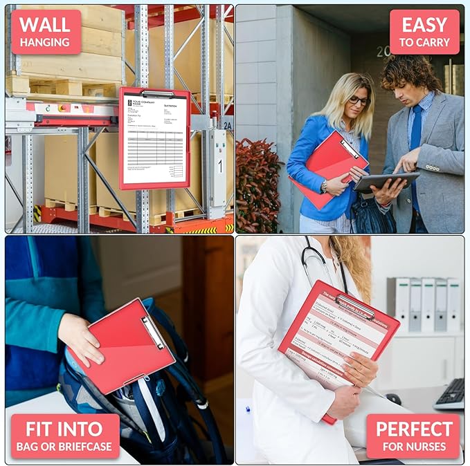 Sooez Clipboard with Storage, Heavy Duty Cleaview Clip Boards 8.5x11 with Dual Storage, Dry Erase Plastic Nursing Clipboard, High Capacity Clipboards Folder for Teacher Nurse, School & Office Supplies