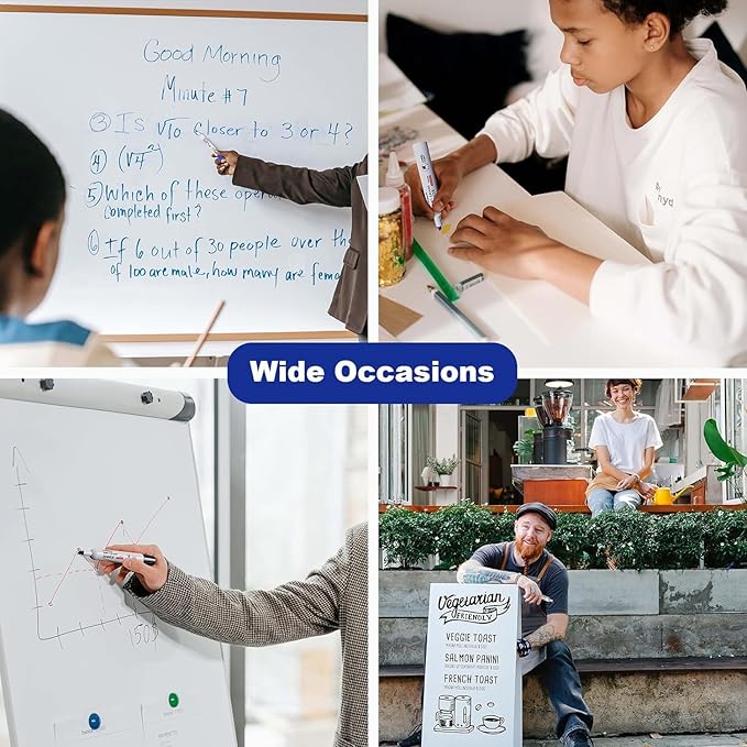 Comix Low Odor Dry Erase Markers, 12 Bulk Black Color Whiteboard Markers, Chisel Tip Thick Markers for Kids Teachers