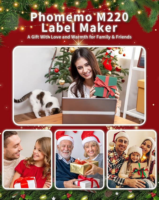 Phomemo M220 Bluetooth Label Maker Machine,Label Printer for Small Business, Office, Home & School, Portable Label Maker with 700+ Templates,400+ Fonts,6000+ Icons, Compatible with Phone, PC