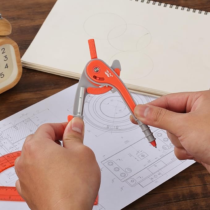 Mr. Pen- Compass and Protractor Set, Red, Compass Geometry Tool, Protractor and Compass Set, Compass Drawing Tool, Drawing Compass, Protractor Set, Geometry Compass, Math Compass for Geometry