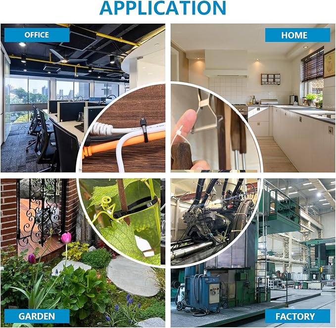 800 PCS Black Zip Ties Assorted Sizes 8+12+14+18 Inch Self-locking Nylon Cable ties Heavy Duty Outdoor, UV Resistant Wire Straps for Home Office Garden Workshop Indoor Outdoor Fence