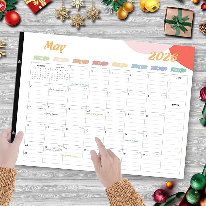 Desk Calendar 2025-2026, Desk Calendar Large 22x17, 18 Months Desk Top Calendar, From July 2025 to December 2026 with To Do & Notes, Holiday & Julian Date for Home, School & Office