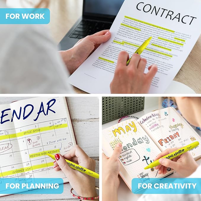 Taja 96 Pack Yellow Highlighters Bulk, Chisel Tip Highlighters Markers Set with No Bleed Ink, Perfect for School & Office Supplies