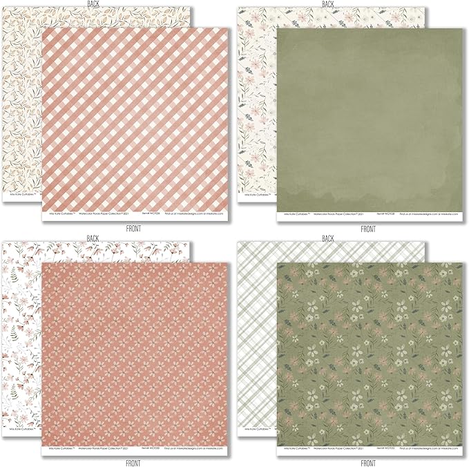 Pattern Paper Pack - Watercolor Florals - 12x12 Scrapbook Paper 12x12 Floral Scrapbook Card Making Crafting Scrapbooking - by Miss Kate Cuttables