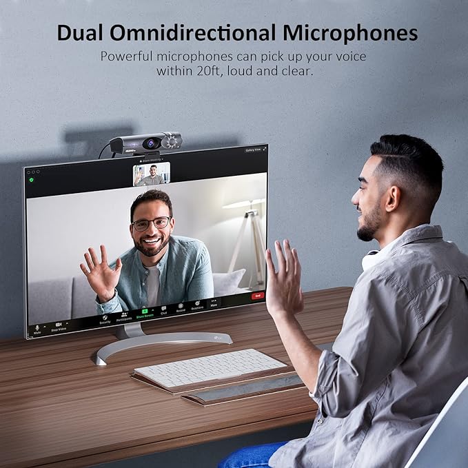 NexiGo Iris, 4K AI Webcam with 1/1.8" Sensor, Onboard Flash Memory, HDR, PiP, DSLR-Style Control, Auto Framing/Tracking with Flexible FOV, Noise-Canceling Mics, for Zoom/Teams/OBS and More (Renewed)