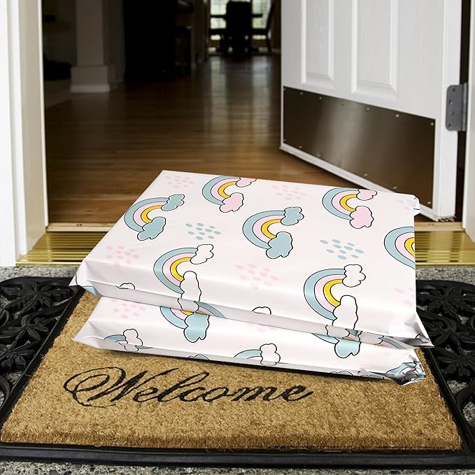 Poly Mailers 6x9 Inch 100 Pcs - Rainbow Printed Shipping Bags, 2.4mil Thickness, Waterproof and Tear Resistant Mailing Envelopes, Self-Sealing Packaging Bags for Small Business