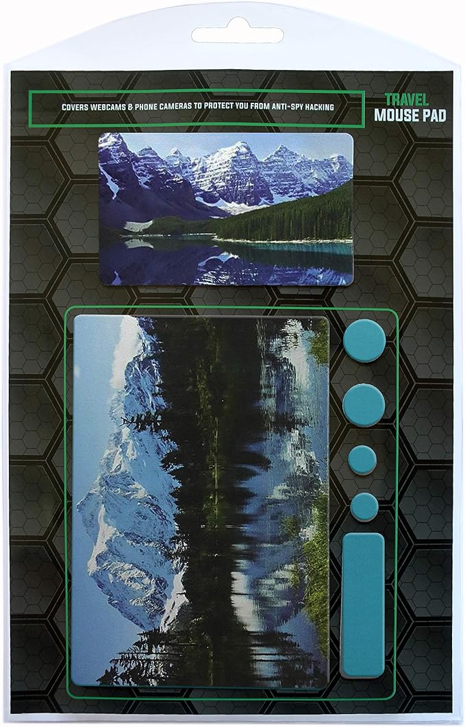 Mouse Pad Adhesive Bottom - Sticks to Any Surface - Portable - Webcam Covers and Screen Cleaner Included (Mountain)