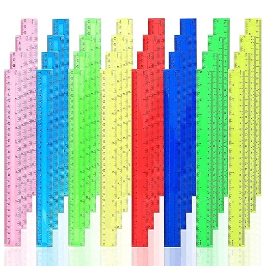 64 Pack Rulers Bulk for Classroom 12 inch, Plastic Clear Rulers for Office Back to School Supplies with Inches and Centimeters