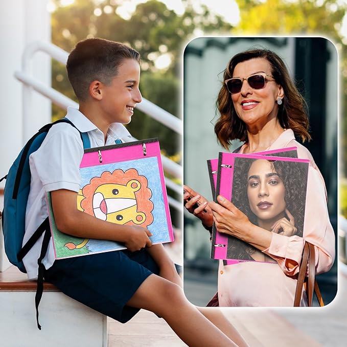 WOT I 1 Inch Telescoping 3 Ring Binder 12 Pack, Expandable Flexible Binder with Customizable Front Cover & Clear Catalog Pocket, Holds 225 Sheets, School Office Supplies, Blue+Pink