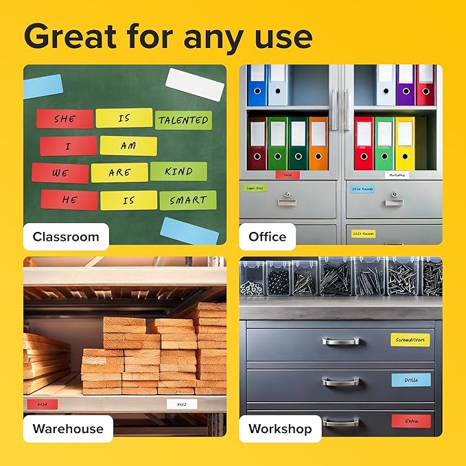 Dry Erase Magnetic Labels 30pcs, 1"×3"×0.7mm (Multicolor: White, red, Blue, Yellow, Green)