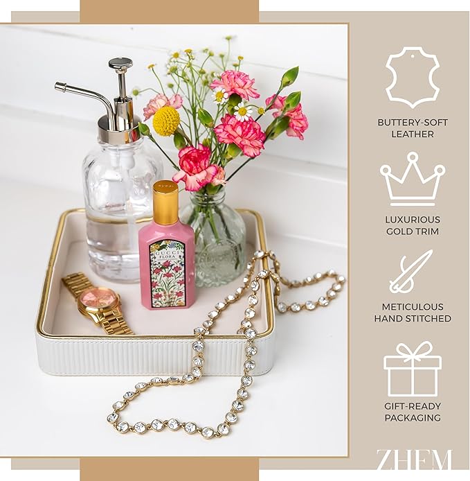 Perfume Tray for Women Valet Tray Night Stand Bedside Organizer| Perfume Organizer Catchall| Perfume Trays for Dresser Vanity Tray for Dresser Countertop| Perfume Holder