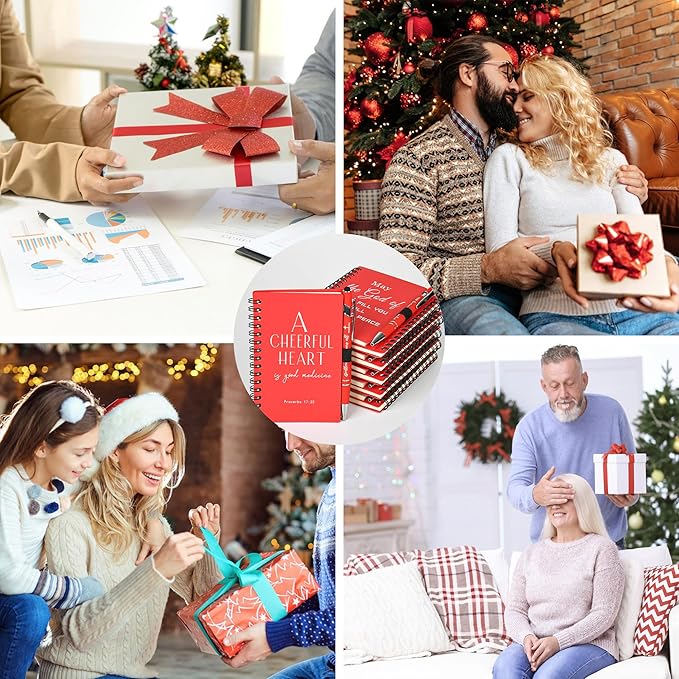 Christian Prayer Journal Spiral Red Notebooks Bulk with Pens- Small Notepads (4.13”x5.43”) - inspirational gifts for women, Church Members & Bible Study Groups (30 Sets Red)