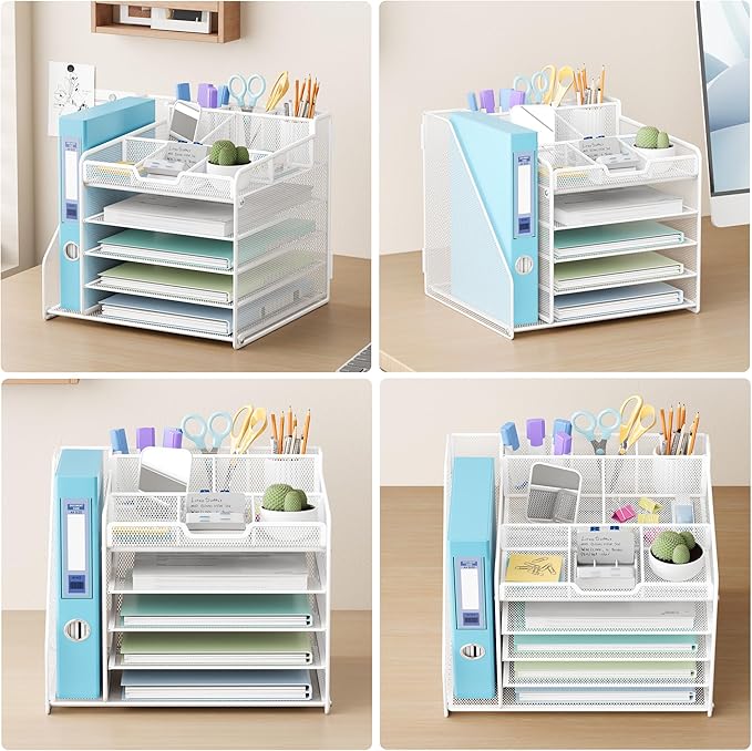 Lavatino Desk Organizer with File Holder-White