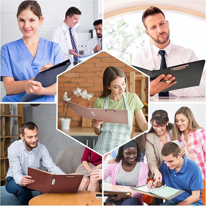 Ospelelf Vintage Hardcover 3 Ring 1 inch Leather Binder, Professional Binder Organizer Suitable for Letter Size, Binder Dividers with Tabs, Clipboard Design, Faux Rose Pink Leather