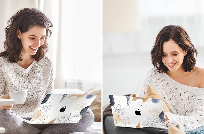 TWOLSKOO Compatible with MacBook Pro 13 inch Case 2022 2021 2020-2016 A2338 M2/M1 A2251 A2289 A2159 A1989 A1706, Plastic Hard Shell Cover & Keyboard Skin & Screen Protector, Florals X450