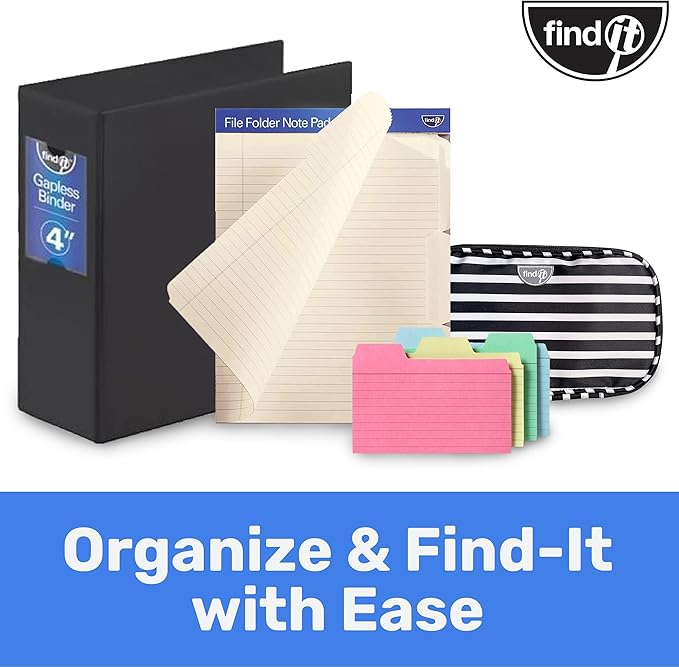 Find It File Folder Notepad - Pack of 72-9.5 x 12.5 Inch Notebook Organizer Folders for Filing, Document, and Clipboard Organization - Cream