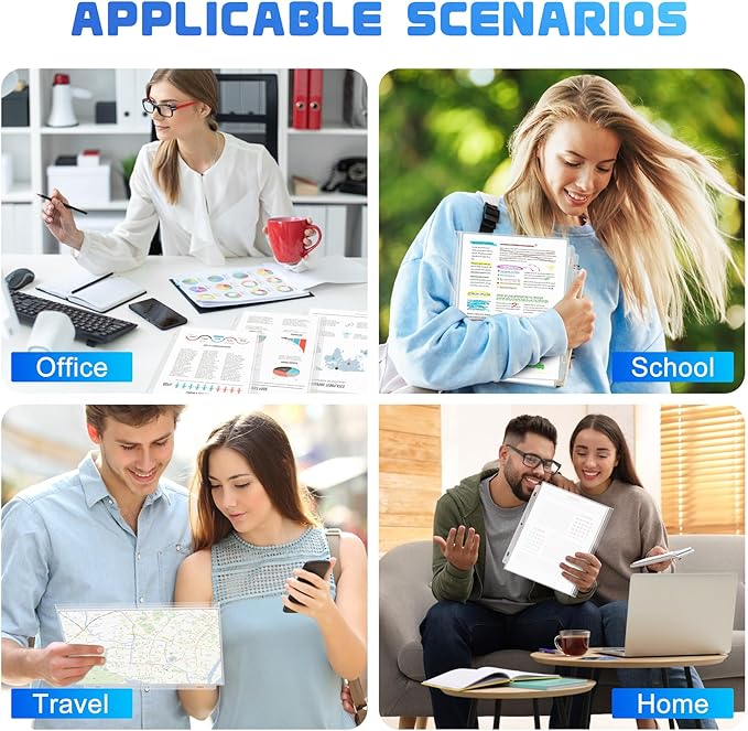 Antner 50 Pack Letter Size Binder Pockets for 3 Ring Binder, Waterproof Resealable Zip Loose Leaf File Bags Document Organizer Folders Insert Page Sleeves PVC 3-Hole Sheet Protectors for 8.5x11 Paper