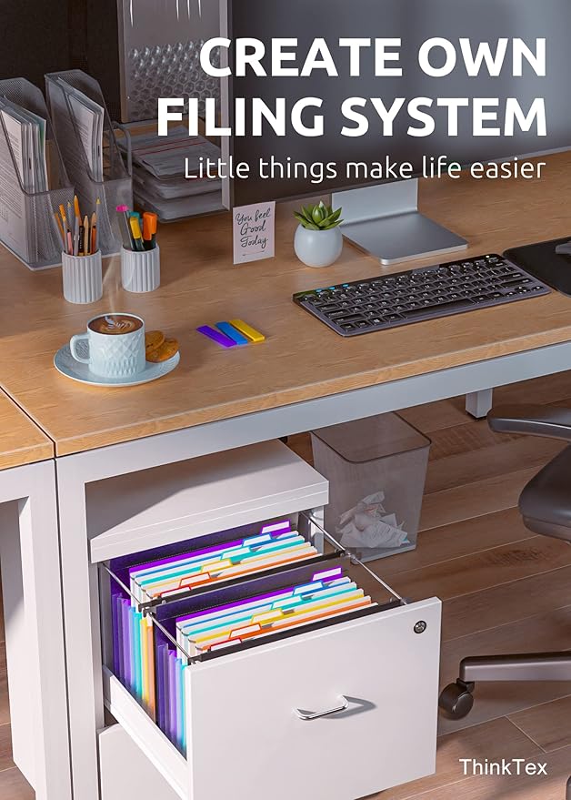 ThinkTex Plastic Expanding Hanging File Folders, 7 Innovative 1.2/'' Accordian Pockets, Large Capacity, Multi-Color Tabs, Letter Size for Filing Cabinet - Black-6 pack