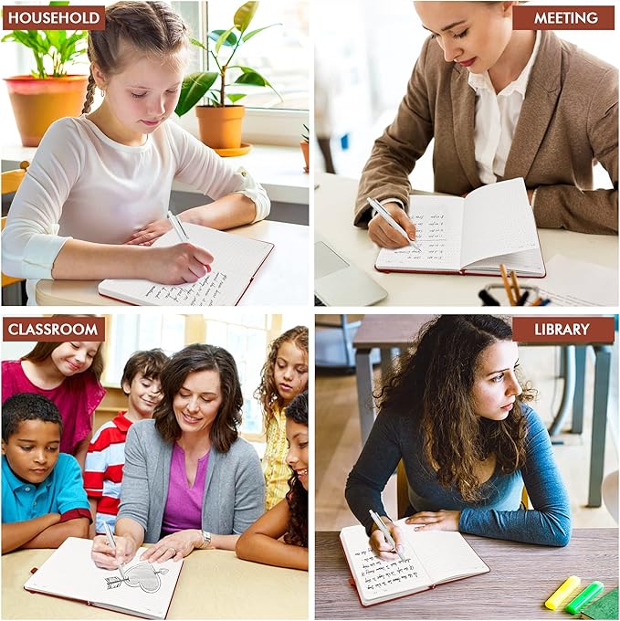 feela 5 Pack Journal Notebook Bulk for School, Hardcover Business Notebooks Classic Ruled Lined Journals with Pen Holder for Work Note Taking, with 5 Black Pens, 120 GSM, 5.1”x8.3”, A5, Brown