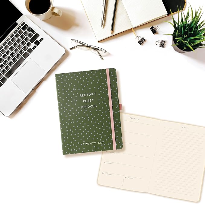 Graphique 2026 Apollo Business Planner | 18 Month Organizer, July 2025 - Dec. 2026 | Weekly & Monthly Spreads | To-Do List & Note Pages | Pen Loop | Vegan Leather | Green Restart, Reset, Refocus | 6” x 8”