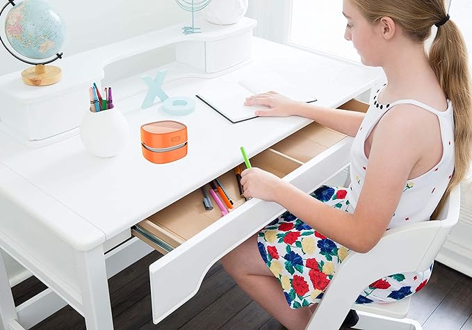ODISTAR Desktop Vacuum Cleaner,Mini Table dust Sweeper Energy Saving with auto Power-Off Function,High Endurance up to 400 mins,Cordless&360º Rotatable Design for Keyboard/Office(Orange Charging)