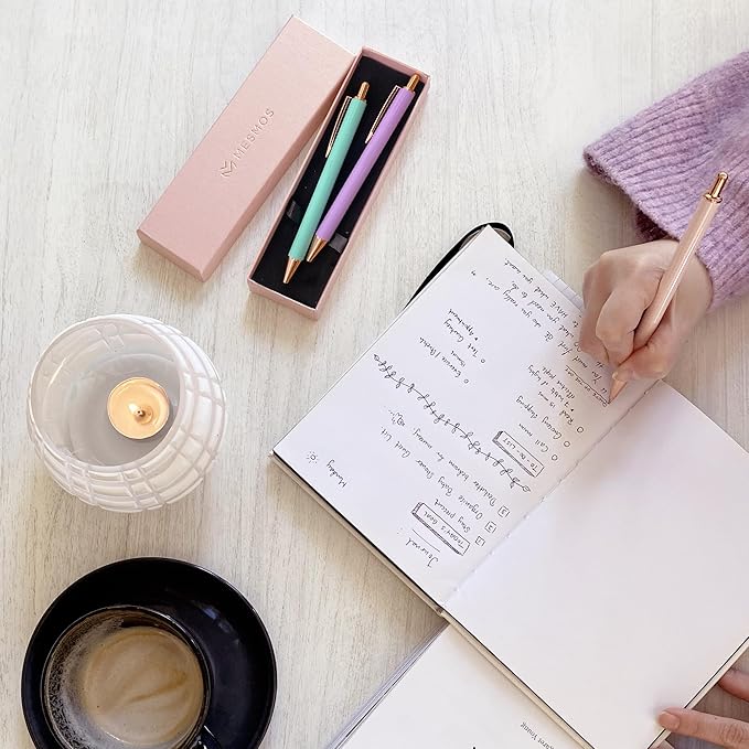 MESMOS 3pc Fancy Pen Set, Cute Nice Journaling Fun Pens for Women, Aesthetic Journaling Luxury Office Pretty Pens