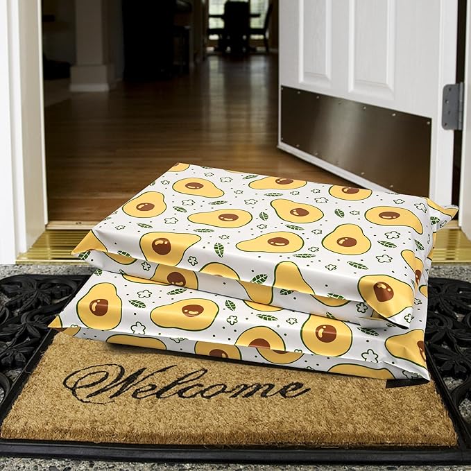 Poly Mailers 10x13 Inch 100 Pcs - Avocado printed Shipping Bags, 2.4mil Thickness, Waterproof and Tear Resistant Mailing Envelopes, Self-Sealing Packaging Bags for Small Business