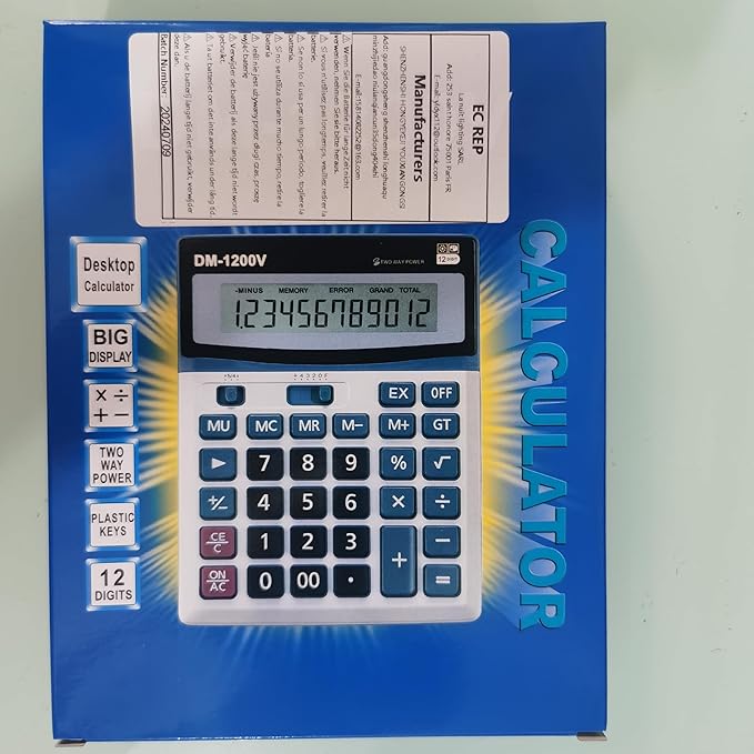 Large Electronic Calculator Counter Solar & Battery Power 12 Digit Display Multi-Functional Big Button for Business Office School Calculating (1 x Calculator)