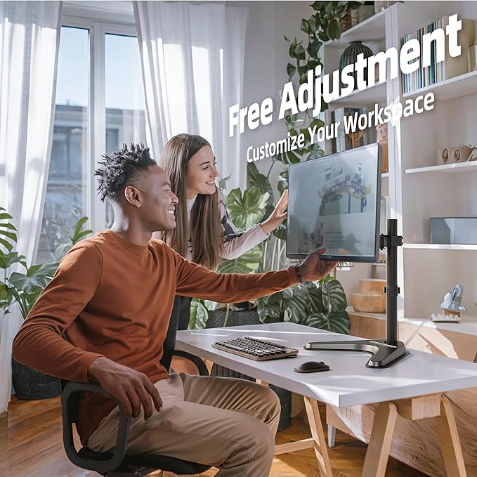 Claiks Monitor Mount, Ergonomic Adjustable Monitor Stand for Max 32 inch Screens, Adjustable Stand up to 20 lbs, VESA Mounting Holes 75&100mm, Black