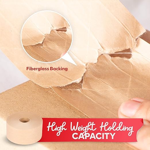 XFasten Brown Paper Tape - 2.75-Inch x 375-Feet, 8-Pack Water Activated Kraft Tape for Packing Boxes